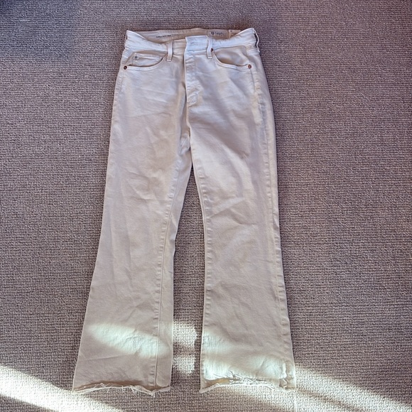 AG Adriano Goldschmied Farrah Boot Crop Sz 29 Cream-colored